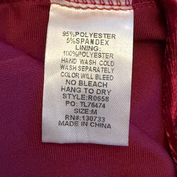 Umgee Red Velvet Embroidered Mini Dress NWT M Tassel Tie Ballon Sleeve Feminine - Picture 11 of 14